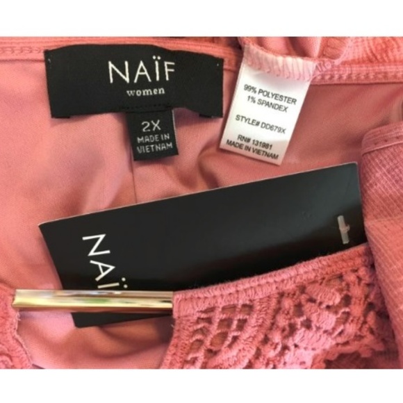 Naif Woman Plus Size 2X Short Sleeve Tunic Top Boho Blouse in Blush Pink - Picture 6 of 6